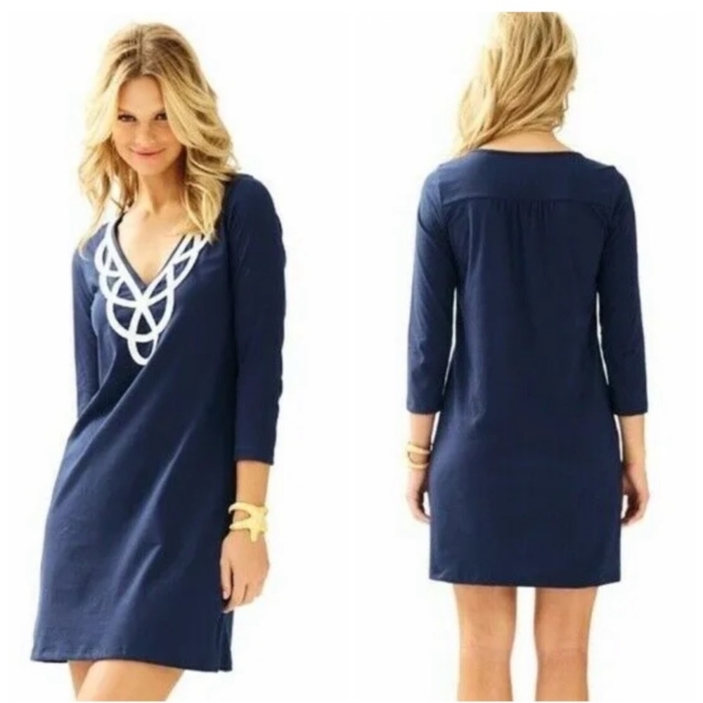 Lilly Pulitzer Blaire Cotton Shift Dress True Navy Size Small